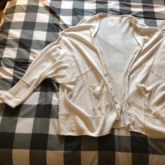 $128 FREE PEOPLE White DAYS LIKE THIS Oversized Cardigan Shrug Batwing Sweater M - Picture 8 of 15